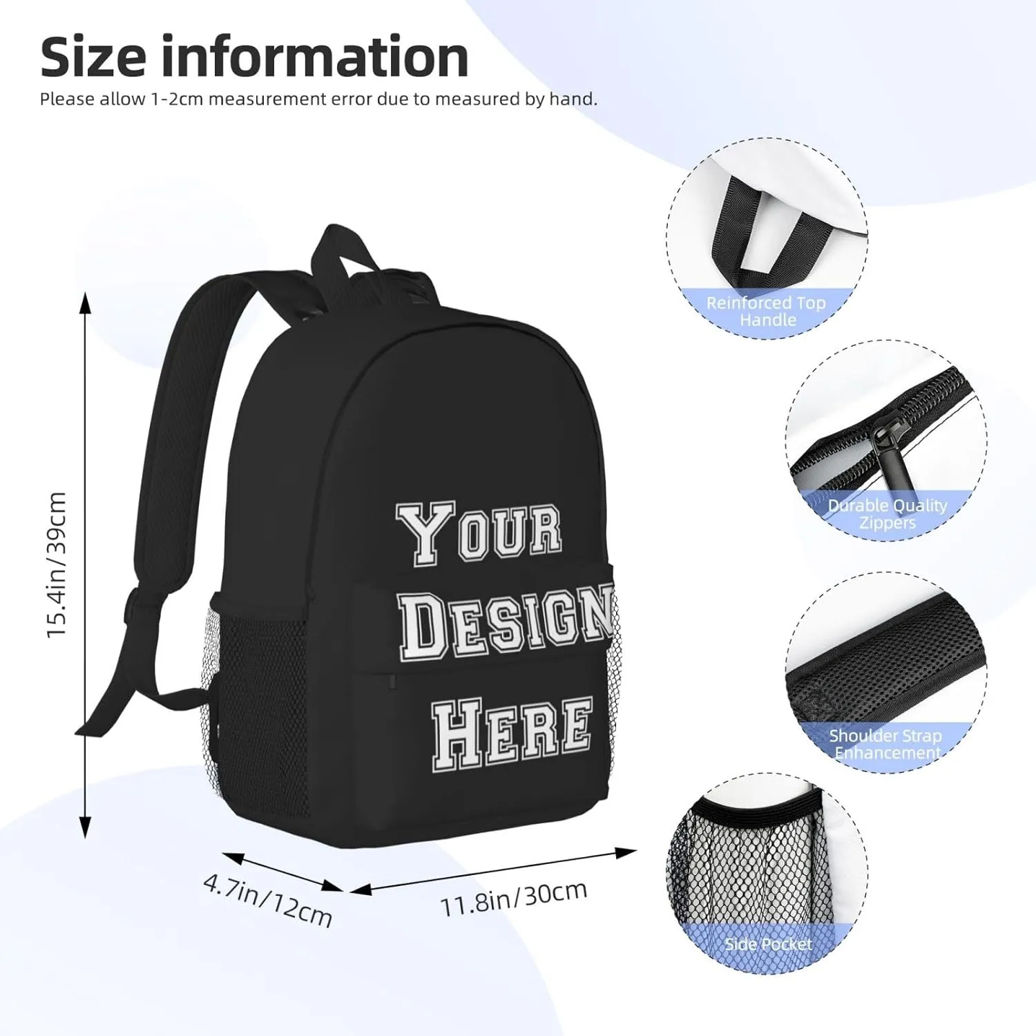 Backpack Large-capacity Casual Travel Laptop Bag Design Text Photo Logo Personalized Backpack,Small