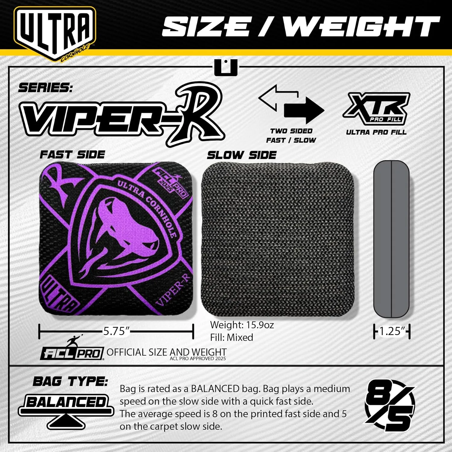 Bags Viper-R Cornhole Bag Set - ACL Approved