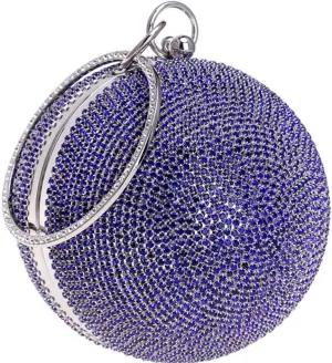 Ball Shape Clutch Purse Party Handbag Rhinestone Ring Handle Evening Bag