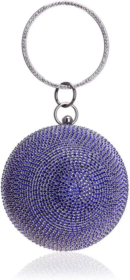 Ball Shape Clutch Purse Party Handbag Rhinestone Ring Handle Evening Bag