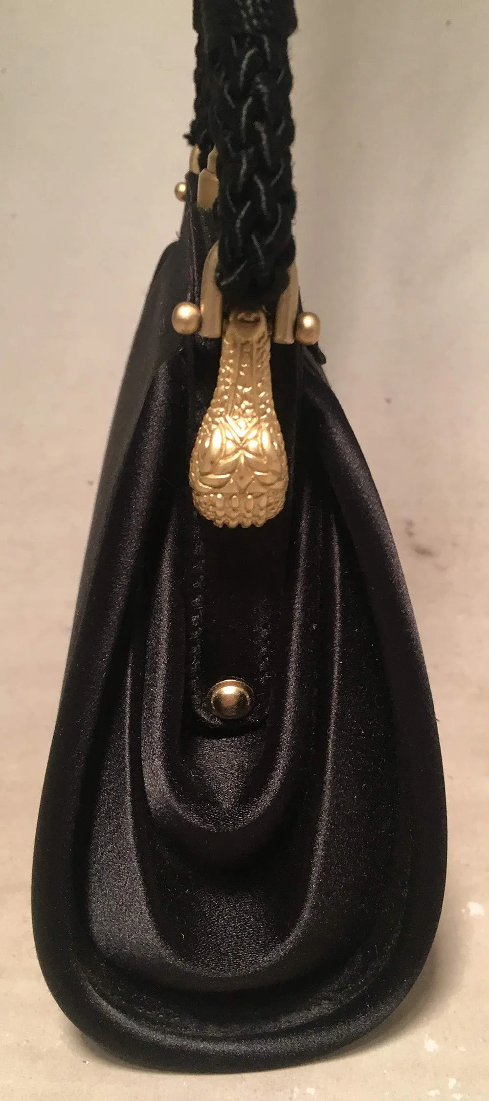 Barry Kieselstein Cord Black Silk Alligator Trim Evening Shoulder Bag