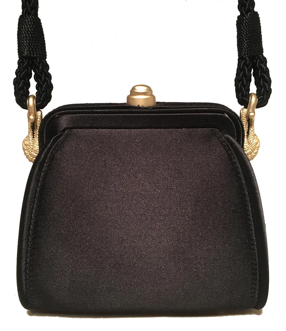 Barry Kieselstein Cord Black Silk Alligator Trim Evening Shoulder Bag