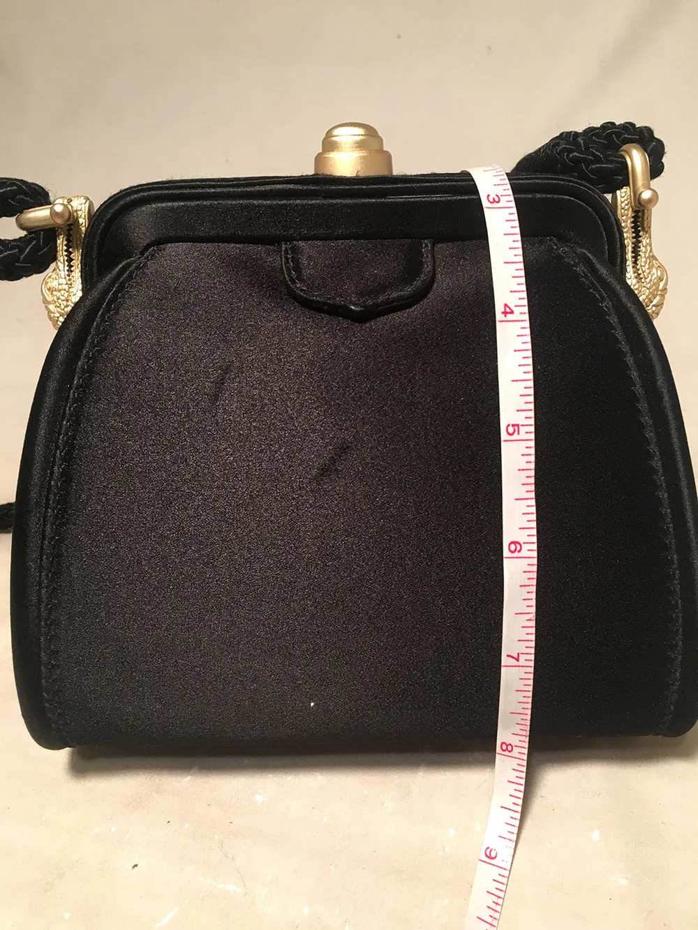 Barry Kieselstein Cord Black Silk Alligator Trim Evening Shoulder Bag