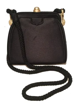 Barry Kieselstein Cord Black Silk Alligator Trim Evening Shoulder Bag