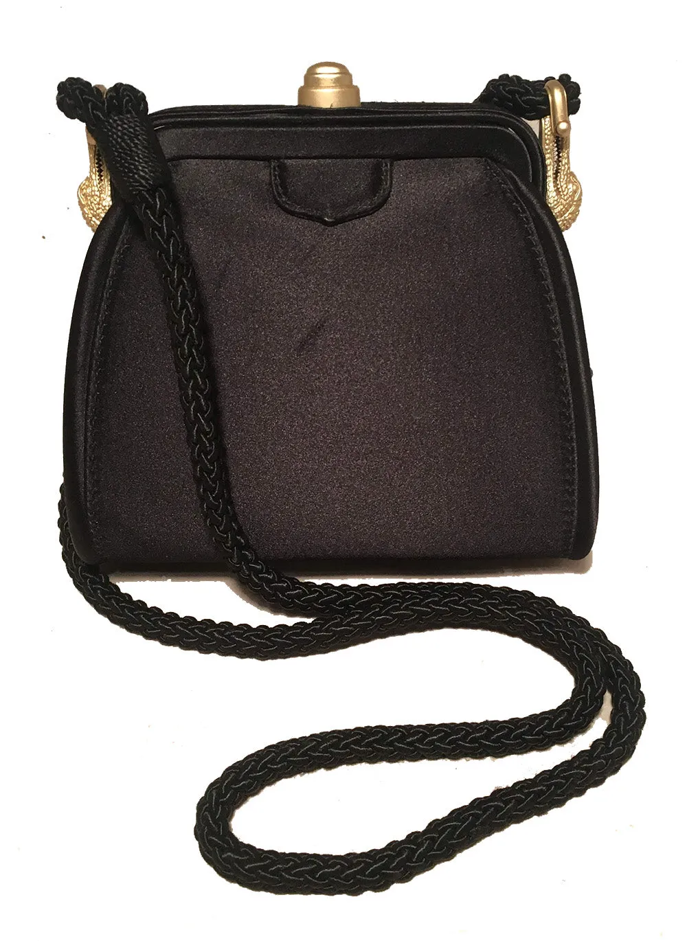 Barry Kieselstein Cord Black Silk Alligator Trim Evening Shoulder Bag