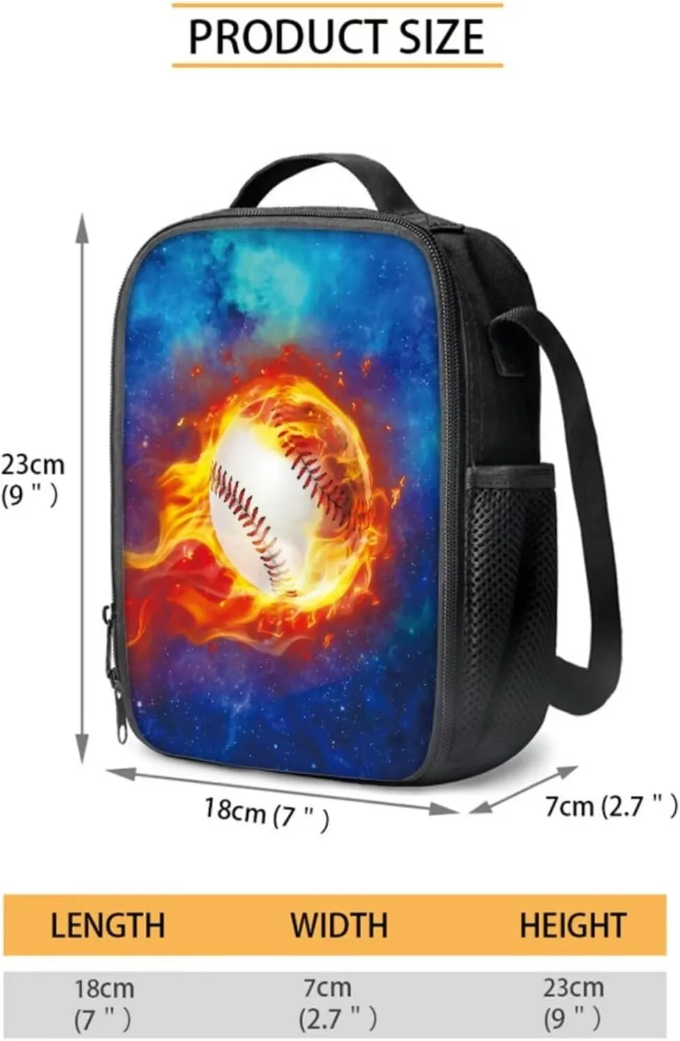 Baseball Middle School Backpack for Boys with Lunch Box Pencil Case 12-14 Kids School Bookbag Galaxy Flame Print Large Capacity Travel Shoulder Bag Laptop Backpacks Back Pack