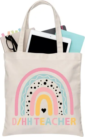 BDPWSS Deaf Education Teacher Gift D/HH Teacher Deaf Hard Of Hearing Gift ASL Teacher Gift SPED Tote Bag for Teacher