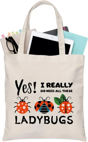 BDPWSS Ladybug Tote Bag For Women Good Luck Ladybug Lover Gift Yes i Really Do Need All These Ladybugs Canvas Handbag