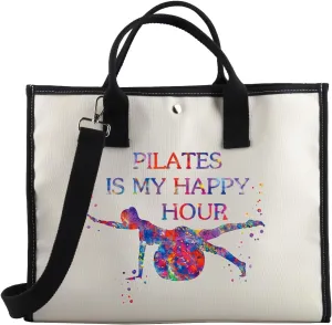 BDPWSS Pilates Tote Bag Pilates Lover Gift Pilates Is My Happy Hour Yoga Instructor Yoga Lover Gift Meditation Lover Handbag