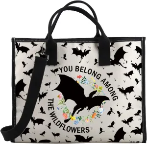 BDPWSS TOG Inspired Tote Bag Wildflowers Gift Dragon Lover Gift You Belong Among The Wildflowers Book Lover Bookish Handbag