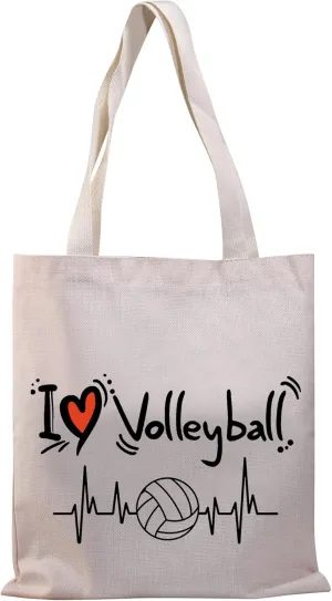 BDPWSS Volleyball Player Tote Bag Volleyball Lover Gift Volleyball Mom Gift Volleyball Team Gift Volleyball Heartbeat Bag