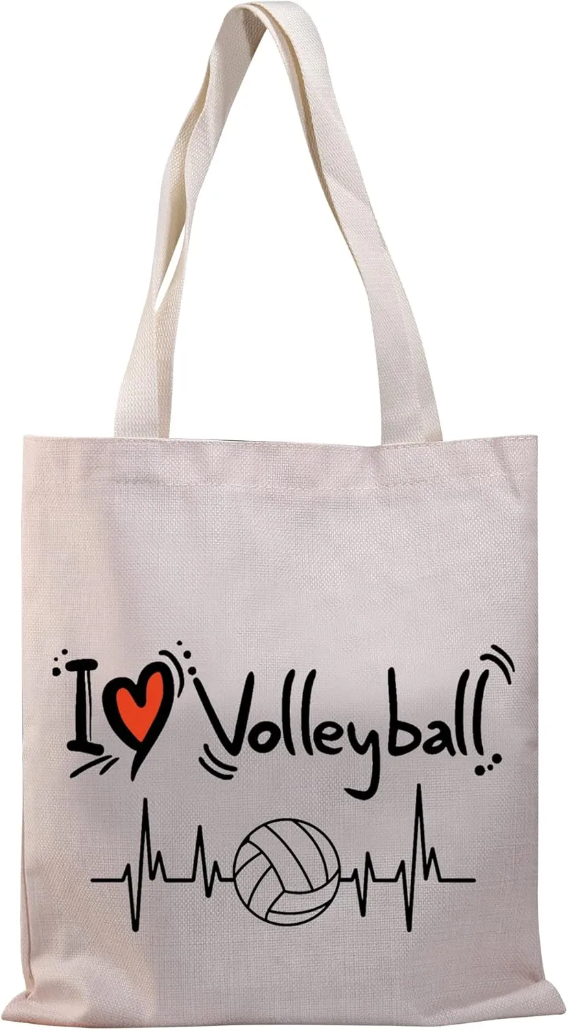 BDPWSS Volleyball Player Tote Bag Volleyball Lover Gift Volleyball Mom Gift Volleyball Team Gift Volleyball Heartbeat Bag