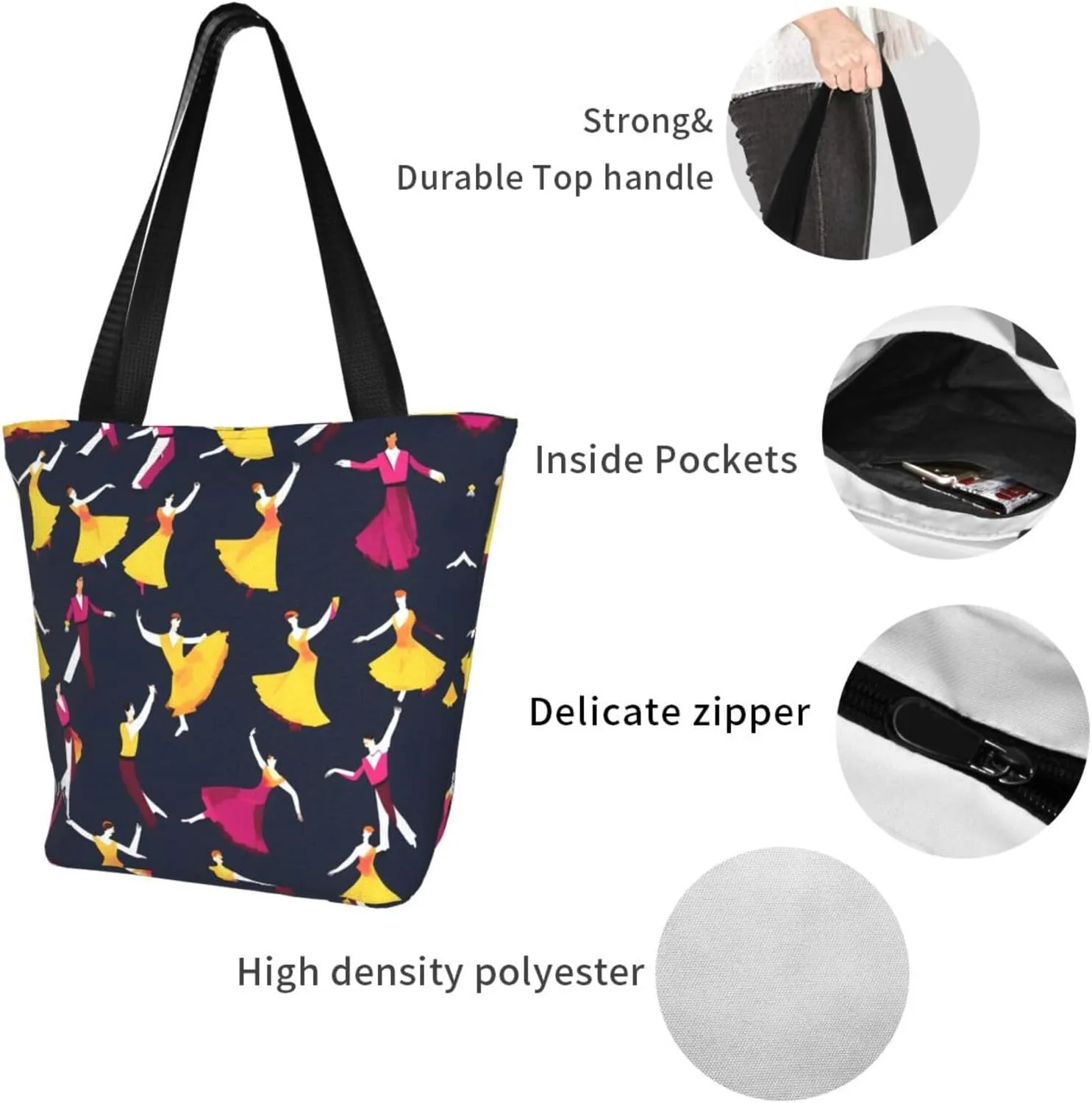 Beach Scene With Chairs Print Shoulder Tote Bag Women'S Large Size Handbag Casual Tote Shopping Bag For Women