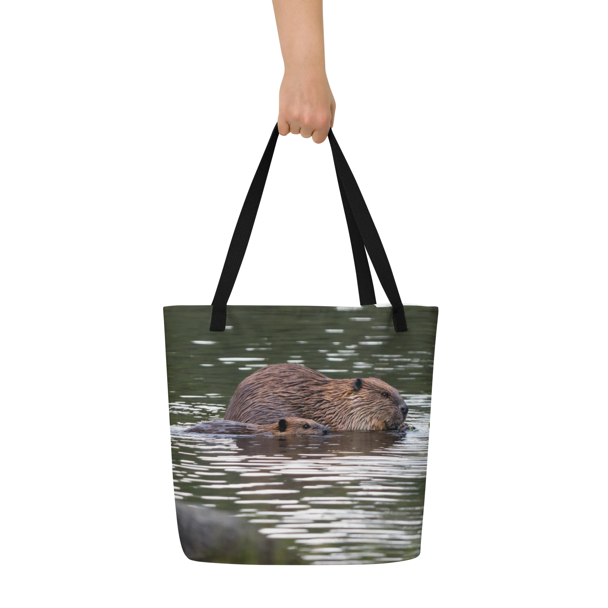 Beaver All-Over Print Large Tote Bag