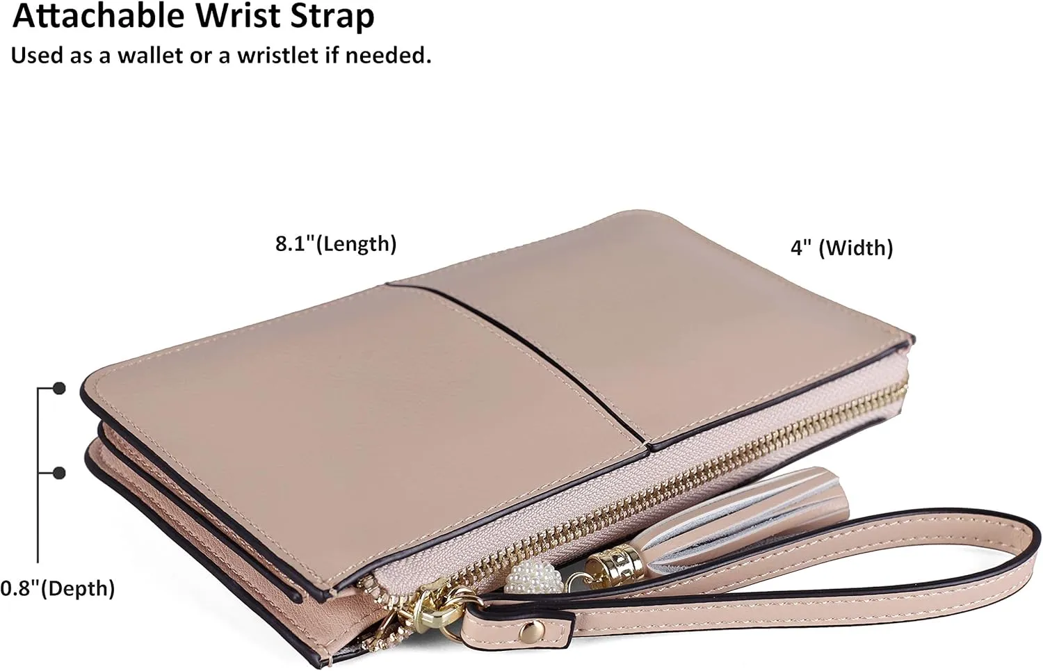 befen Genuine Leather Wristlet Clutch for Women Ultra-Slim Ladies Credit Card Holder Wallet Purses with RFID Protection