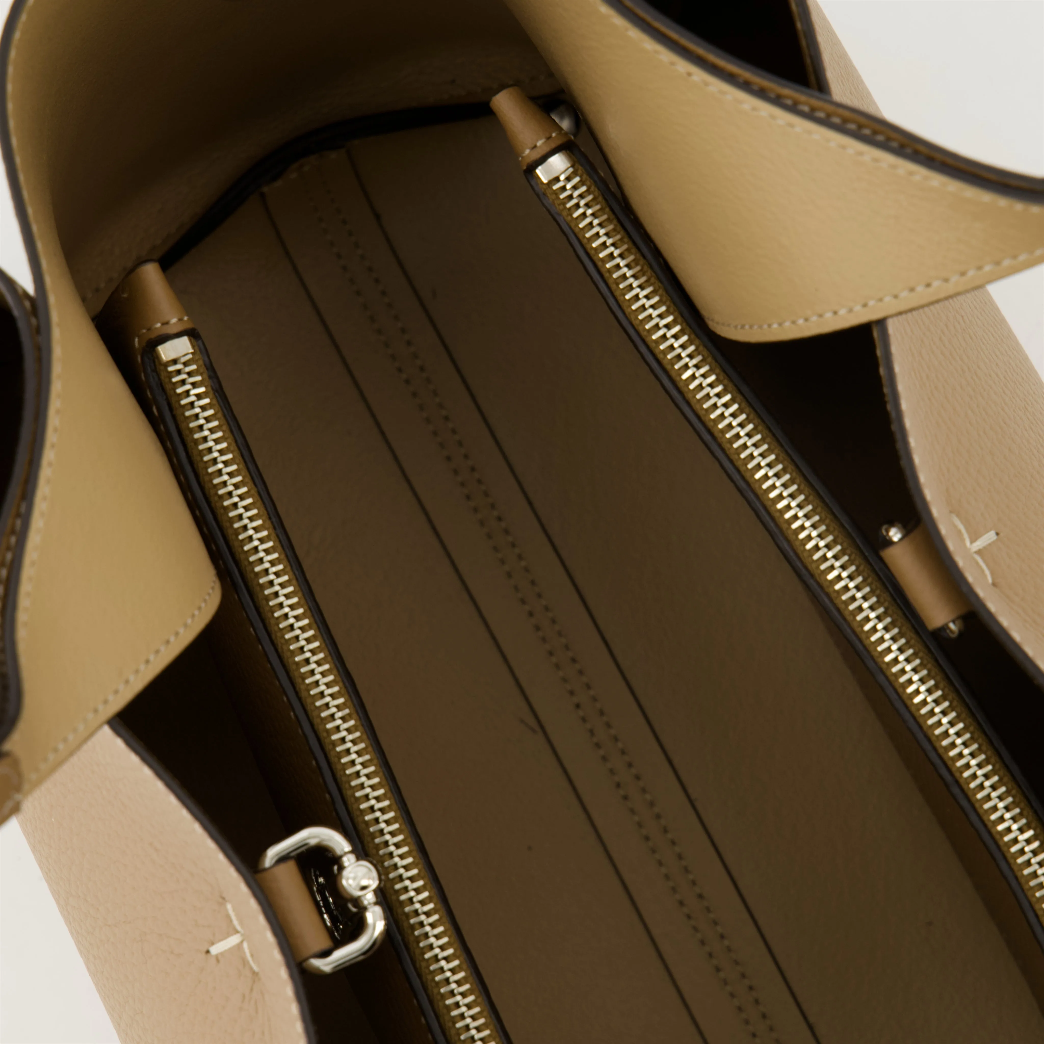 Beige Leather Cabas Bag