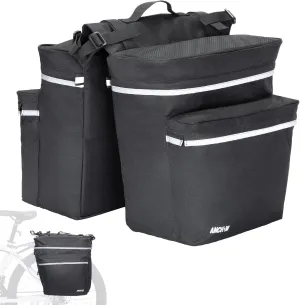 Bike Panniers, 34L Upgraded Water Resistant Saddle Bags for Bicycle Rear Racks, Bike Accessories for Mountain, Road & Electric Bikes, Bike Bag for Commuting Black