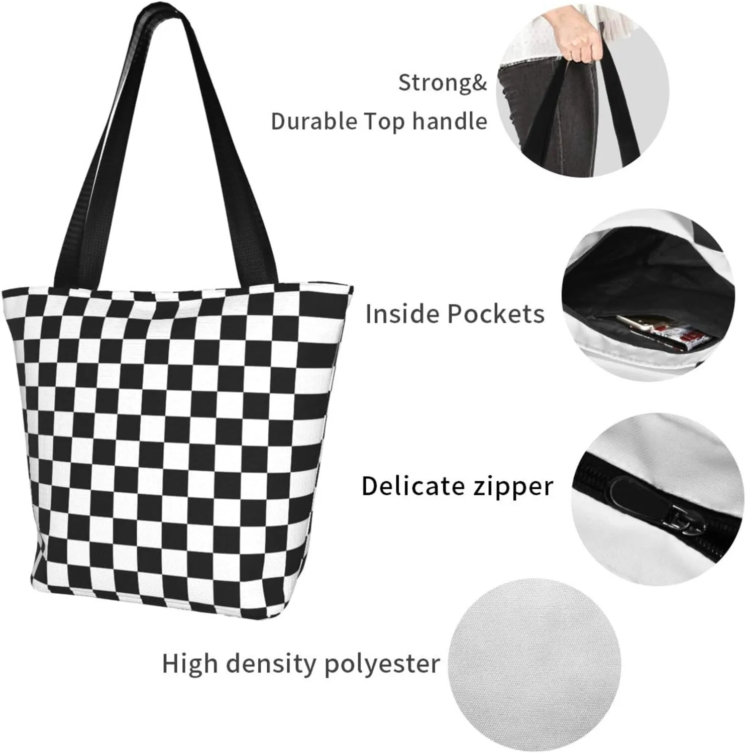 Black Afternoon Tea Print Shoulder Tote Bag Women'S Large Size Handbag Casual Tote Shopping Bag For Women