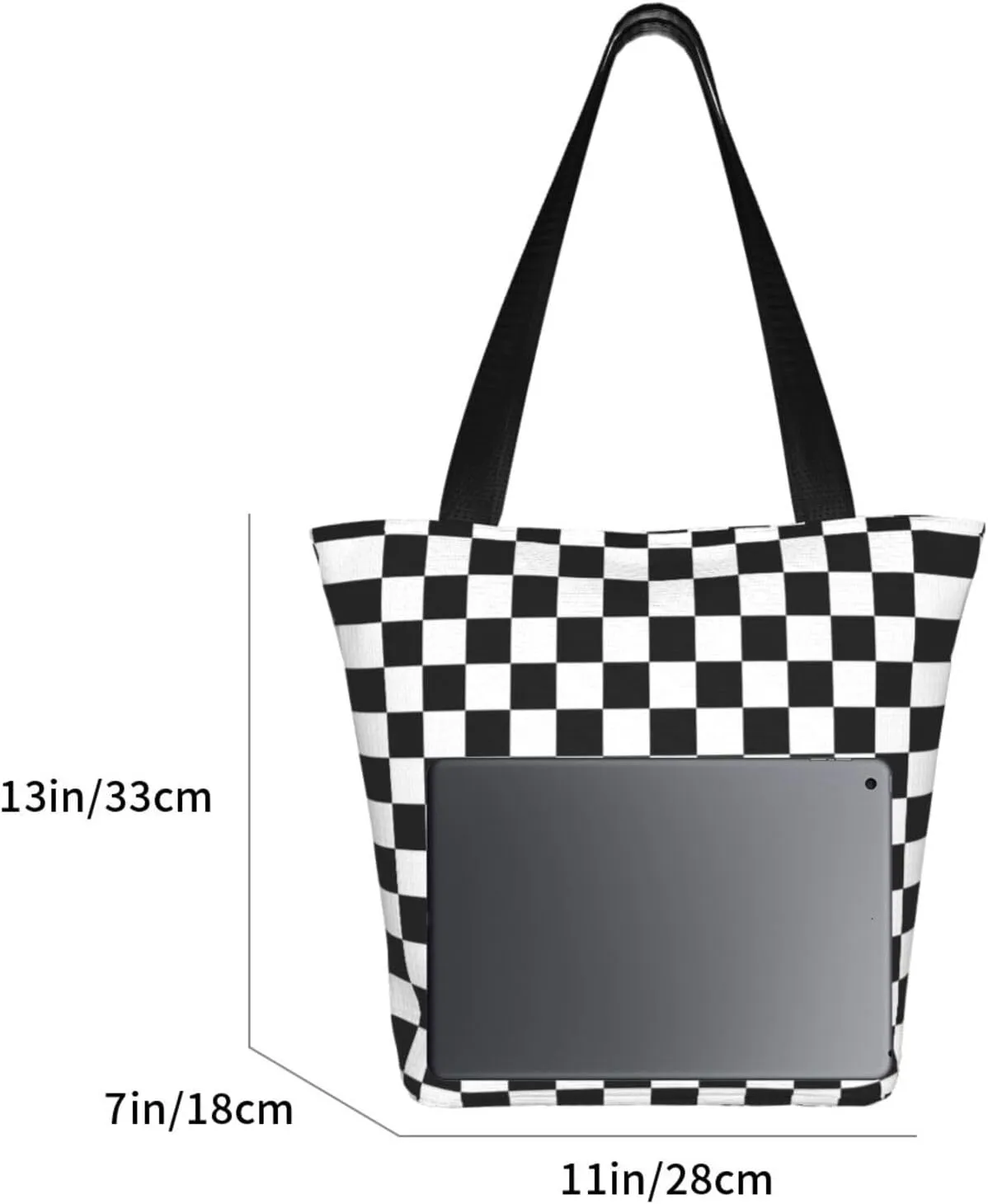 Black Afternoon Tea Print Shoulder Tote Bag Women'S Large Size Handbag Casual Tote Shopping Bag For Women