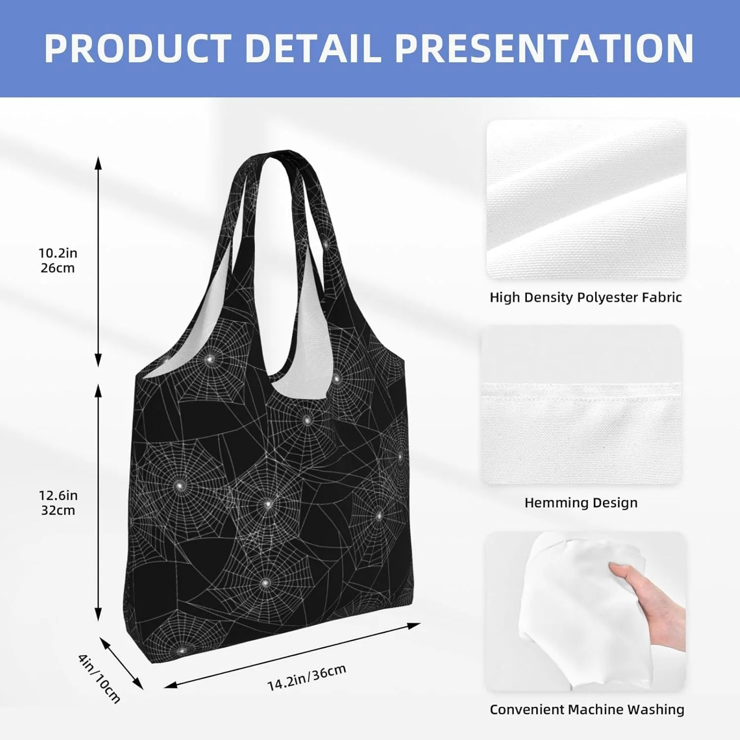 Black and White Cow Print Canvas Tote Bags Reusable Shopping Bag Handbag for Shopper Beach Gifts