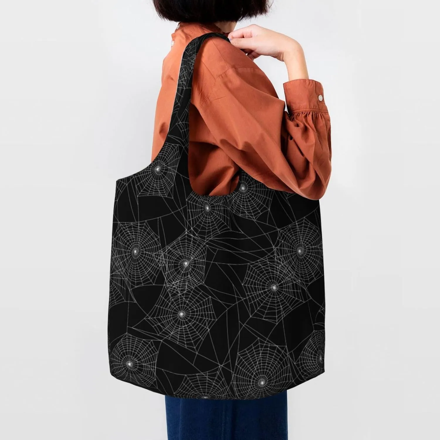 Black and White Cow Print Canvas Tote Bags Reusable Shopping Bag Handbag for Shopper Beach Gifts