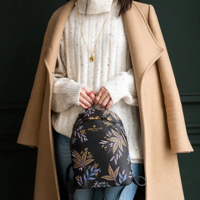 Black Botanic Mini Backpack