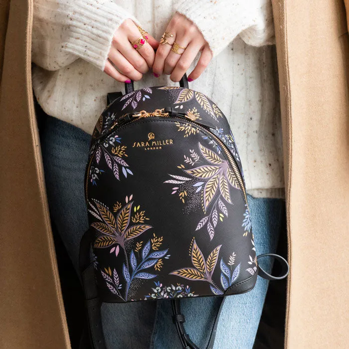 Black Botanic Mini Backpack