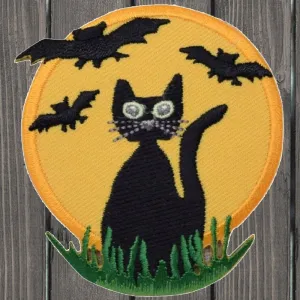 Black Cat Embroidered Patch — Iron On