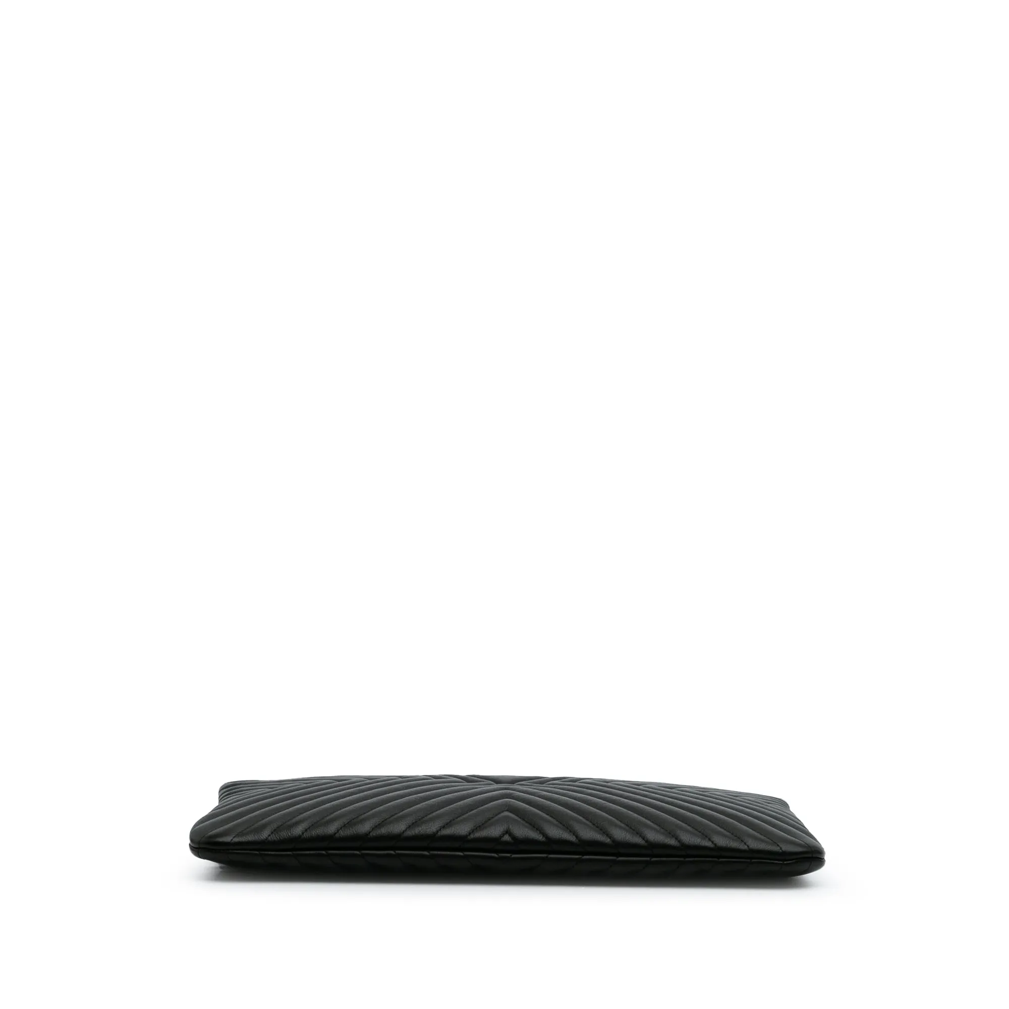 Black Chanel Large Diagonal Chevron Calfskin Tassel O Case Clutch