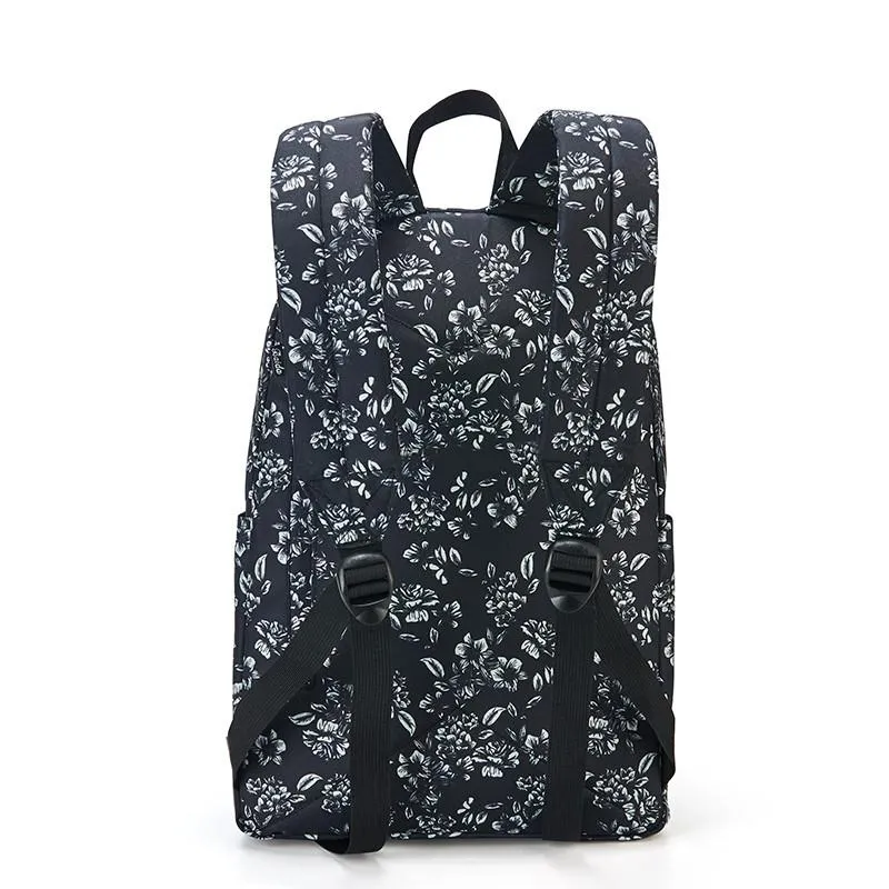 Black Floral Print Backpack