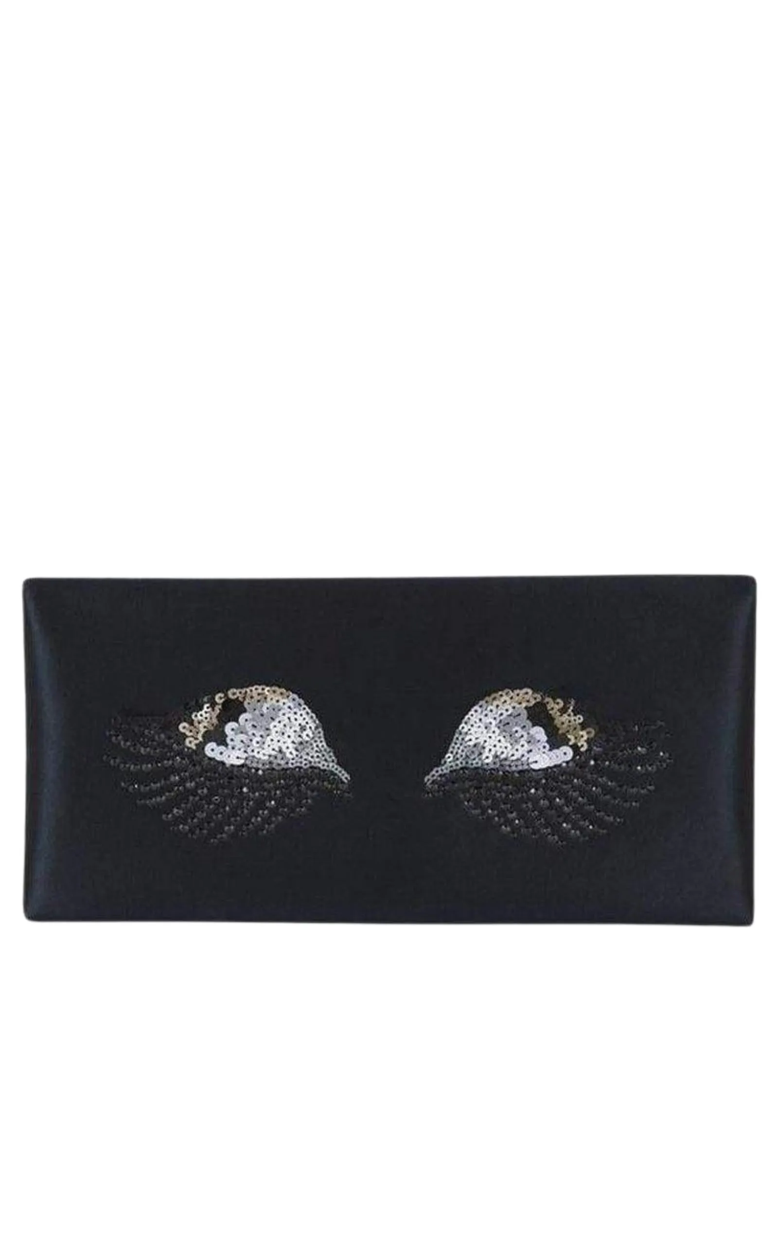 Black Harlow Eye-Embellished Envelope Clutch