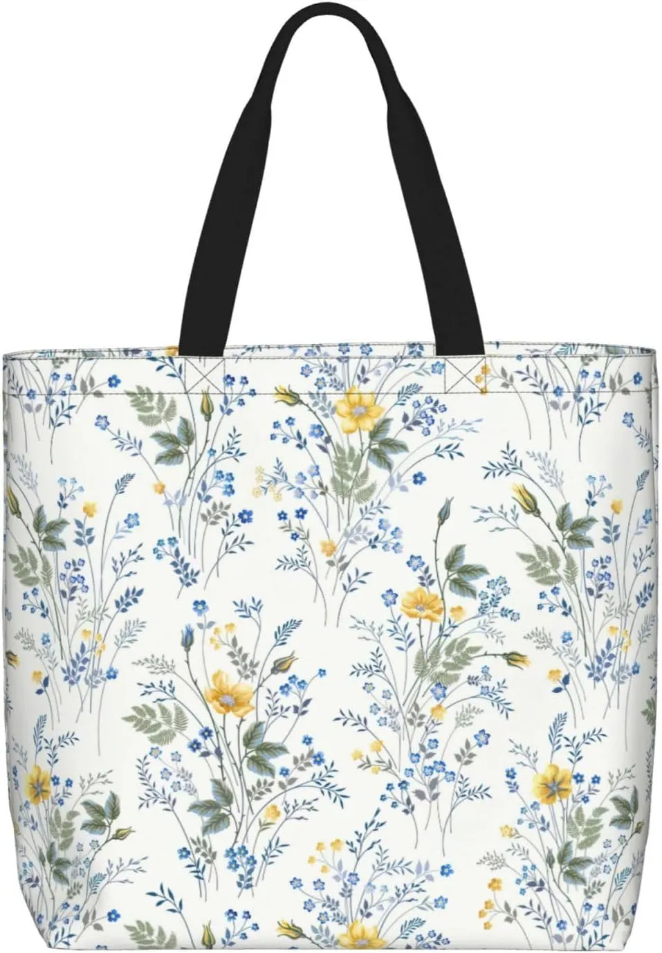 Blue Camo Print Tote Bags Reusable Grocery Bag Shoulde Bag Handbag For Office Shopping Travel Women Casual Work