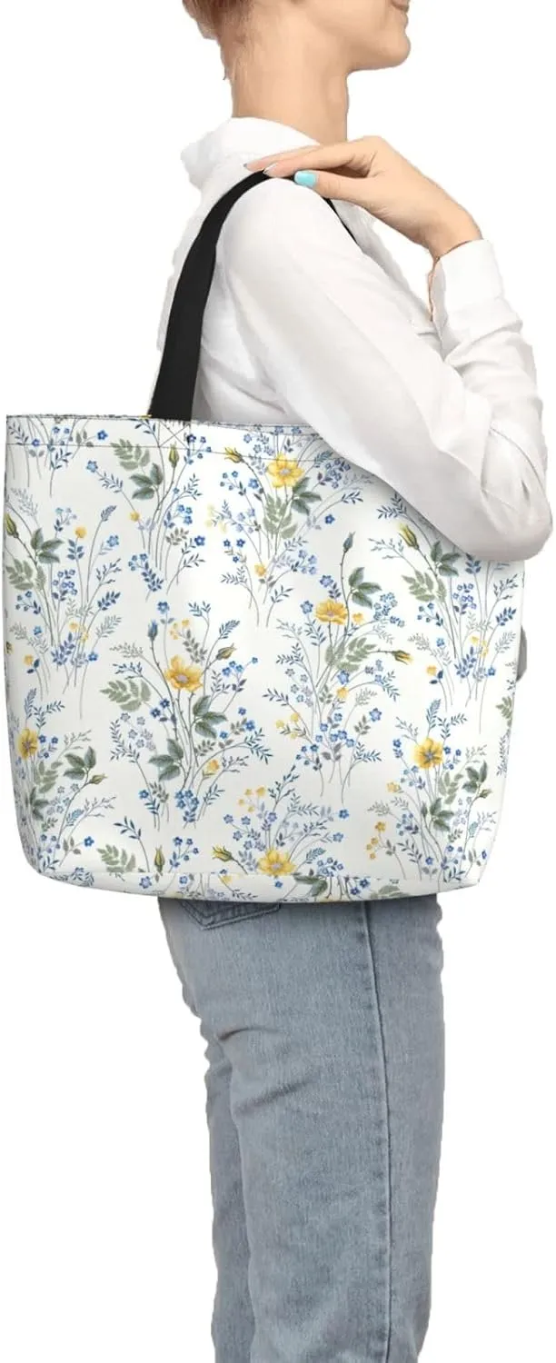 Blue Camo Print Tote Bags Reusable Grocery Bag Shoulde Bag Handbag For Office Shopping Travel Women Casual Work