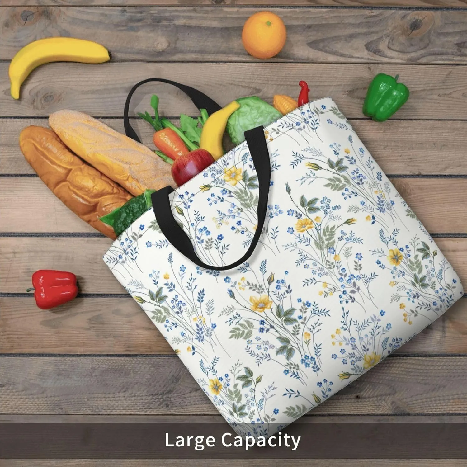 Blue Camo Print Tote Bags Reusable Grocery Bag Shoulde Bag Handbag For Office Shopping Travel Women Casual Work