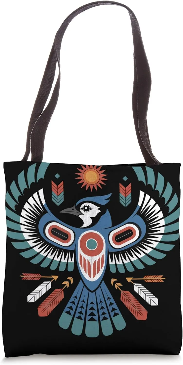 Blue jay Indigenous Indian Tribal Art Native American Tote Bag