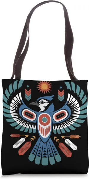 Blue jay Indigenous Indian Tribal Art Native American Tote Bag