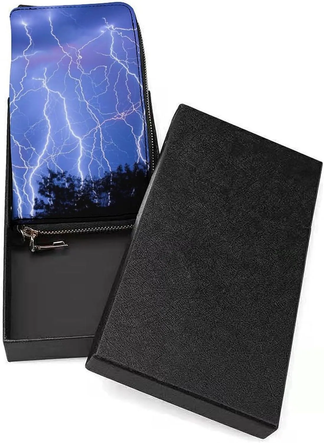 Blue Lighting Women's Leather Long Large Capacity Wallet Clutch Wallet with Hand Strap