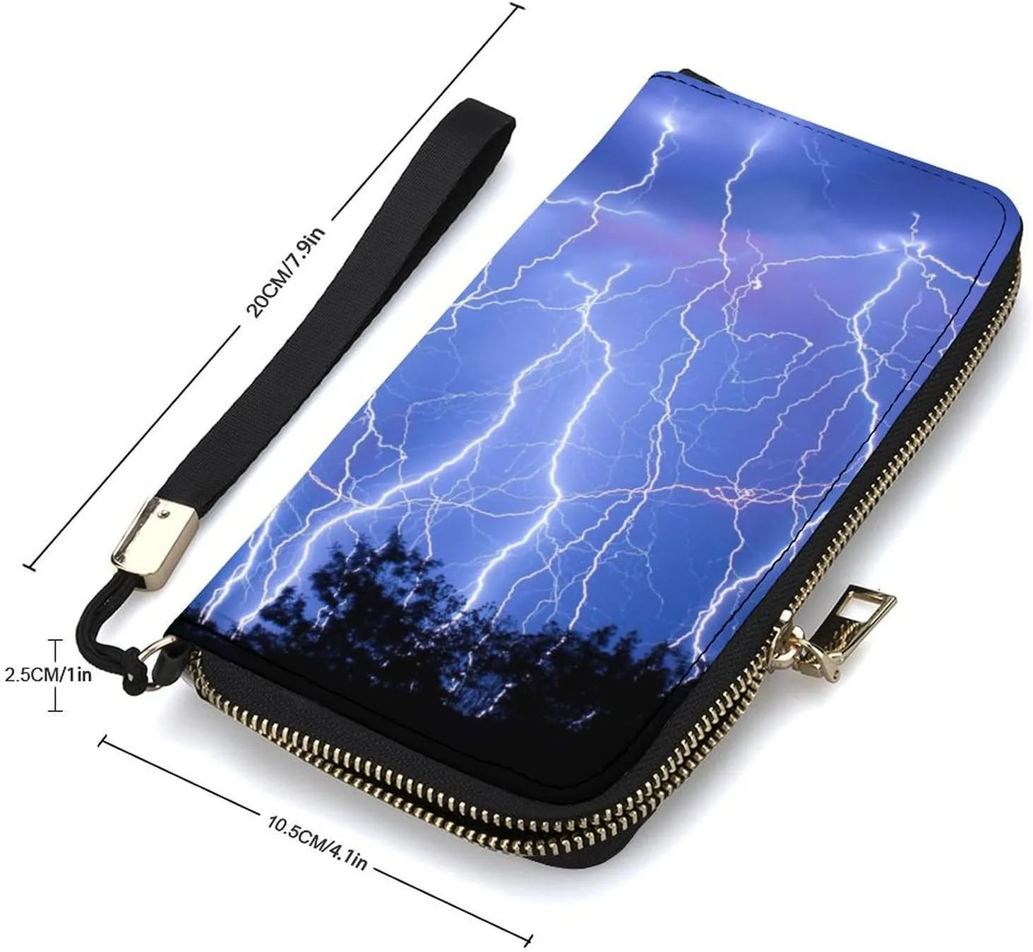 Blue Lighting Women's Leather Long Large Capacity Wallet Clutch Wallet with Hand Strap