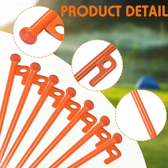 Blulu 24 Pcs 8/12/16 Inch Tent Stakes Heavy Duty Steel Metal Tent Pegs Unbreakable and Inflexible Metal Stakes Tent Spikes for Camping, Yard Decoration, Picnic, Tarp(Orange, 12 Inch)