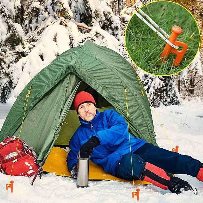 Blulu 24 Pcs 8/12/16 Inch Tent Stakes Heavy Duty Steel Metal Tent Pegs Unbreakable and Inflexible Metal Stakes Tent Spikes for Camping, Yard Decoration, Picnic, Tarp(Orange, 12 Inch)
