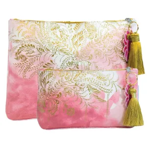 Blush Watercolor Tassel Pouch Large
