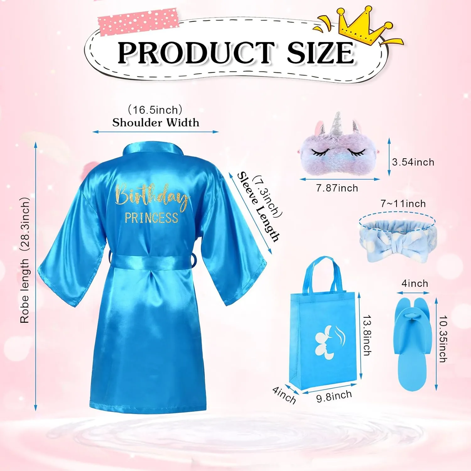 Bonuci 50 Pcs Spa Party Supplies for Girls, 10 Satin Robe 10 Kids Slippers Sleepover Birthday Spa Party Favors