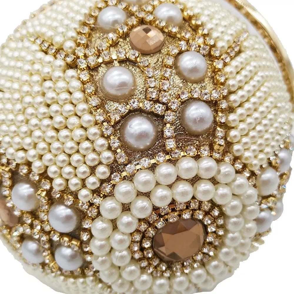 Boutique De FGG Round Ball Crystal Clutch Purse Women Formal Evening Bags Wedding Party Tassel Rhinestone Clutch Bags,Mini