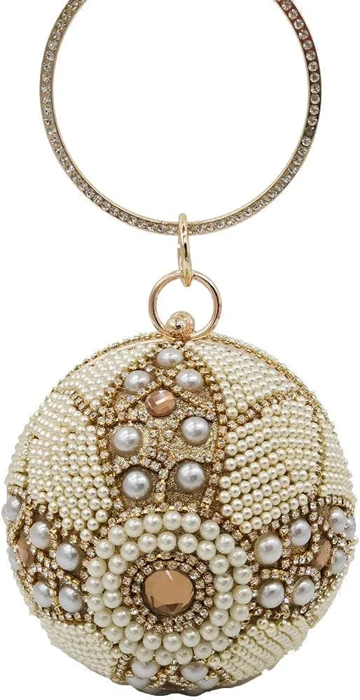 Boutique De FGG Round Ball Crystal Clutch Purse Women Formal Evening Bags Wedding Party Tassel Rhinestone Clutch Bags,Mini