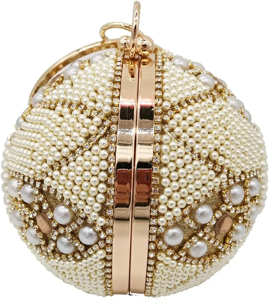 Boutique De FGG Round Ball Crystal Clutch Purse Women Formal Evening Bags Wedding Party Tassel Rhinestone Clutch Bags,Mini