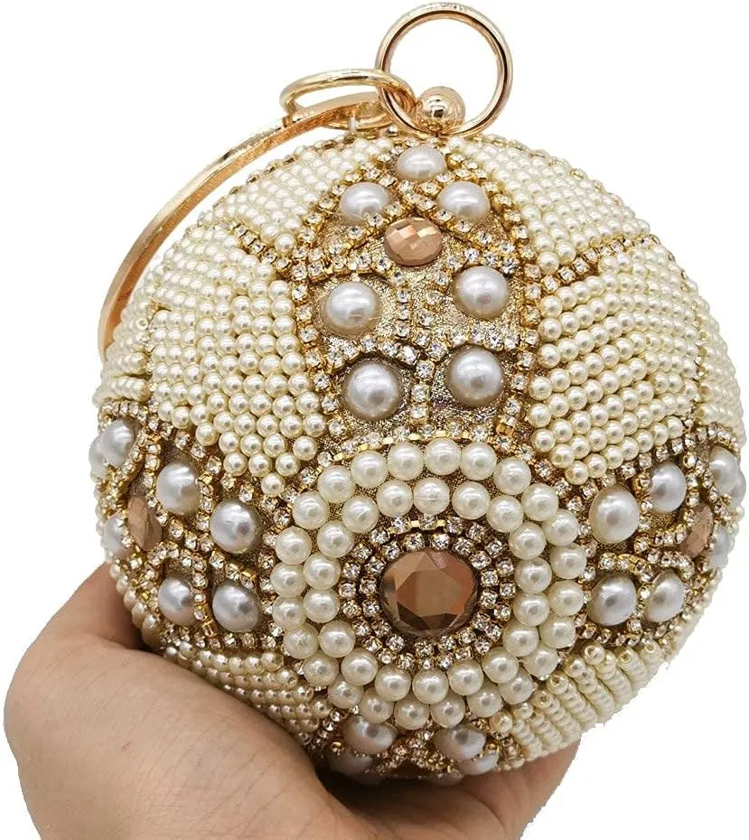Boutique De FGG Round Ball Crystal Clutch Purse Women Formal Evening Bags Wedding Party Tassel Rhinestone Clutch Bags,Mini