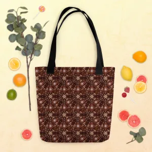 Brown and Beige Star Pattern Tote Bag