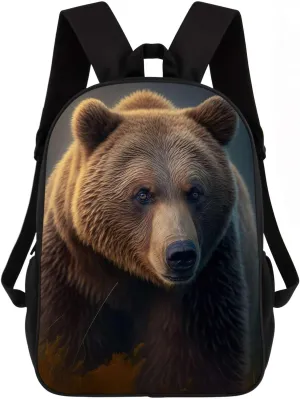 Brown Bear Backpack Casual Daypack Wild Animal Print Laptop Bag Bookbag for Work Travel Hiking 17 Inch Style 1