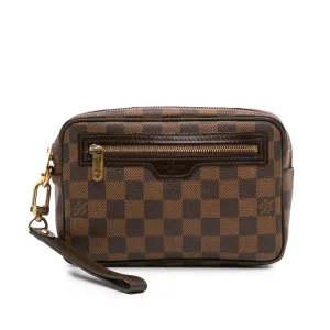 Brown Louis Vuitton Damier Ebene Pochette Billets Macao Clutch Bag