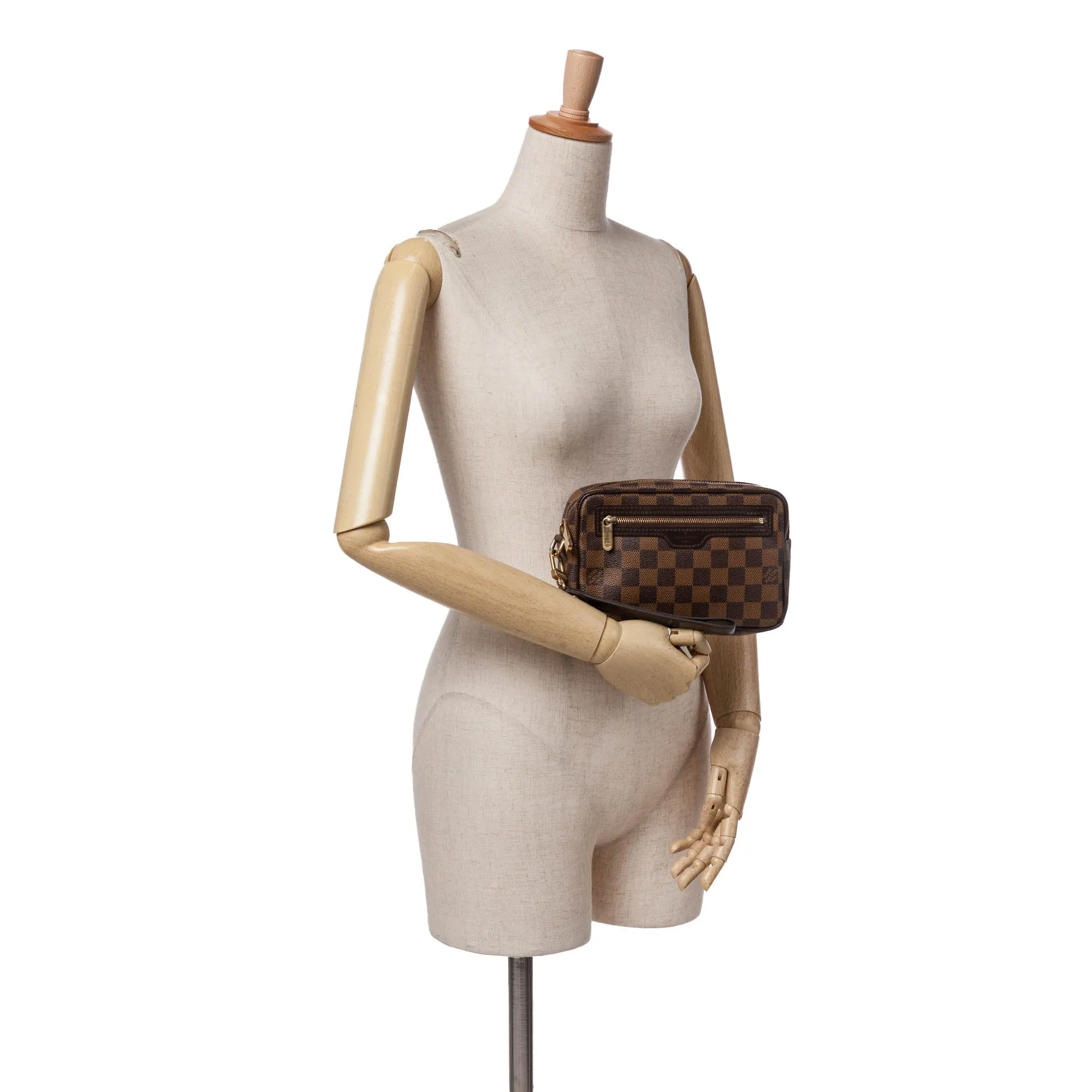 Brown Louis Vuitton Damier Ebene Pochette Billets Macao Clutch Bag